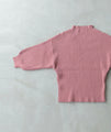 Knit top with puffed sleeves and off-neck puffed sleeves