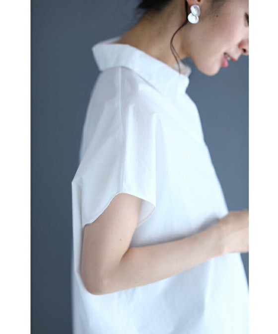 【セール商品返品交換不可】（S~L対応）着回し優秀スキッパーブラウストップス