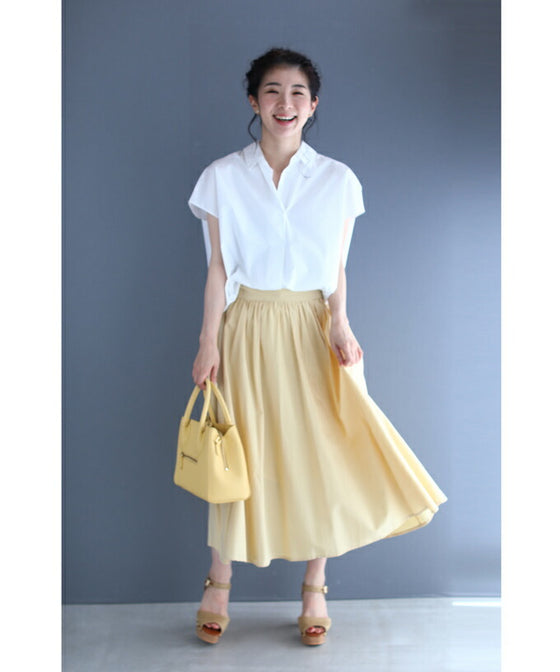 【セール商品返品交換不可】（S~L対応）着回し優秀スキッパーブラウストップス