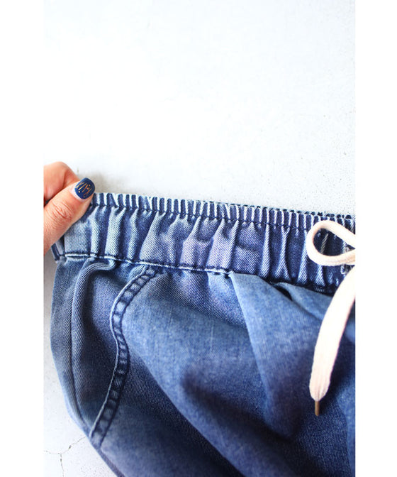 【セール商品返品交換不可】ぐるりと裾刺繍咲くデニムワイドパンツ