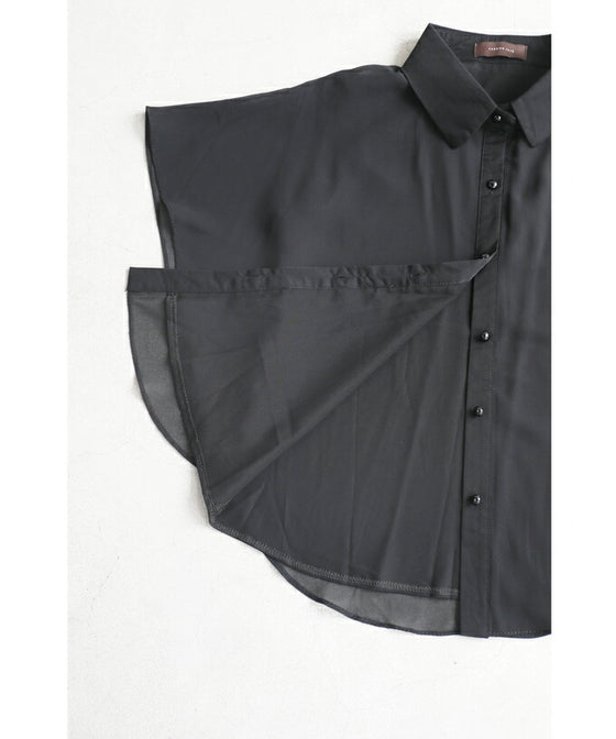 【セール商品返品交換不可】扇型フレアシルエットのシアーブラウストップス