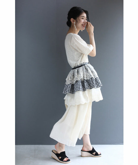Three-tiered ruffled hem pullover top