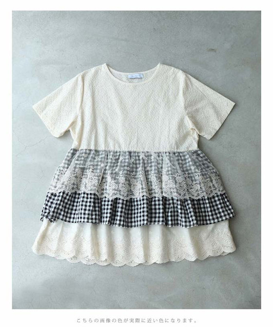 Three-tiered ruffled hem pullover top
