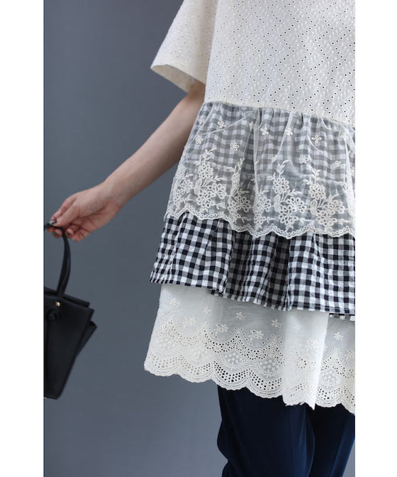 Three-tiered ruffled hem pullover top