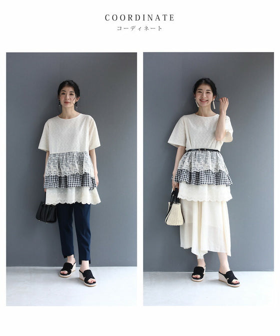 Three-tiered ruffled hem pullover top