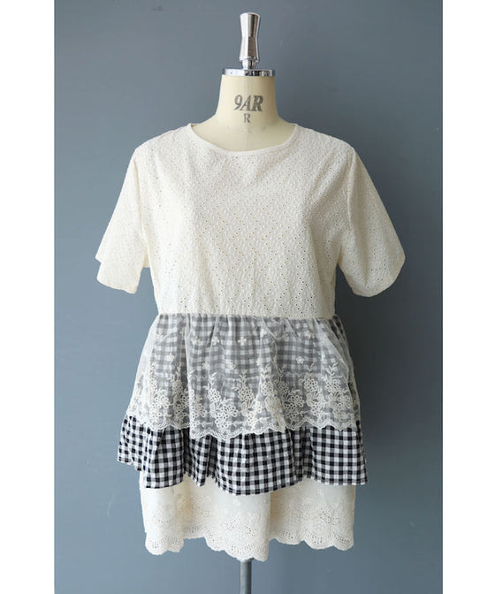 Three-tiered ruffled hem pullover top