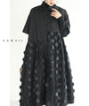 【セール商品返品交換不可】（S~3L対応）（黒）ドットが浮かぶシャツミディアムワンピース