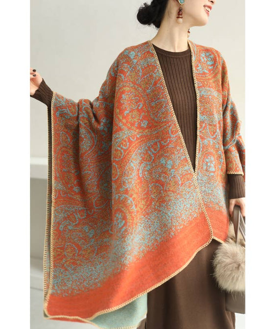 冬コーデを彩るモロッコ柄のリバーシブルポンチョストール/羽織 – ONE