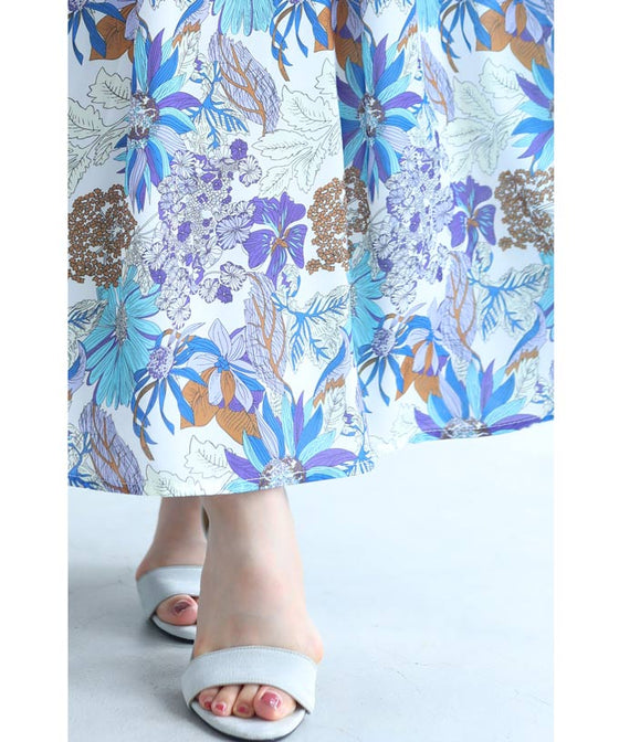 サラリと涼しい鮮やかなボタニカル柄ロングスカート – ONE PEACE ONLINE
