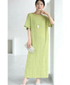 A loose long dress with a poking fabric