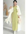 A loose long dress with a poking fabric