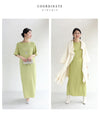 A loose long dress with a poking fabric