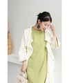 A loose long dress with a poking fabric