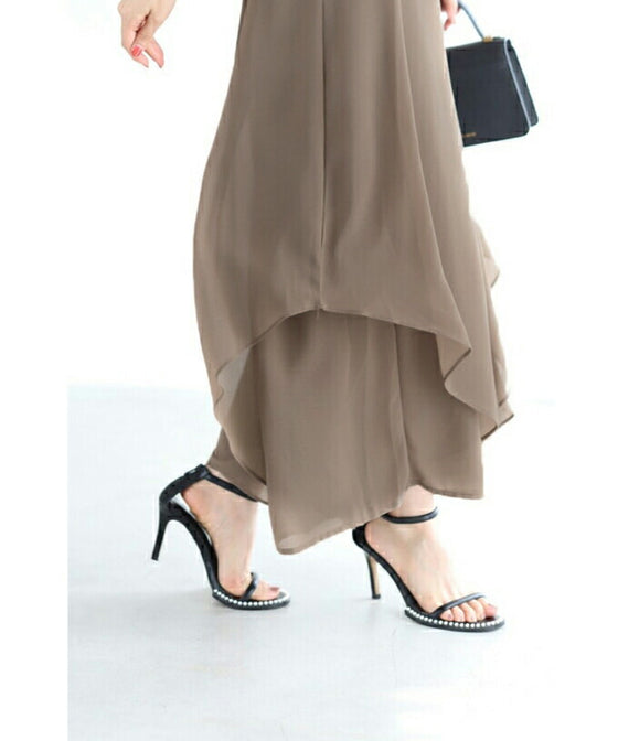 【セール商品返品交換不可】ふわり風を纏う重なるベールワイドパンツ