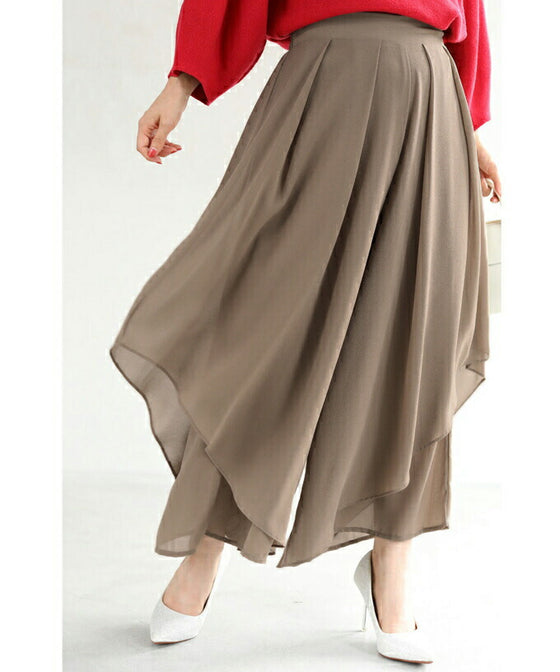 【セール商品返品交換不可】ふわり風を纏う重なるベールワイドパンツ