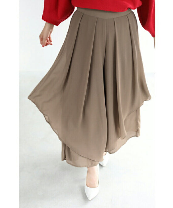 【セール商品返品交換不可】ふわり風を纏う重なるベールワイドパンツ