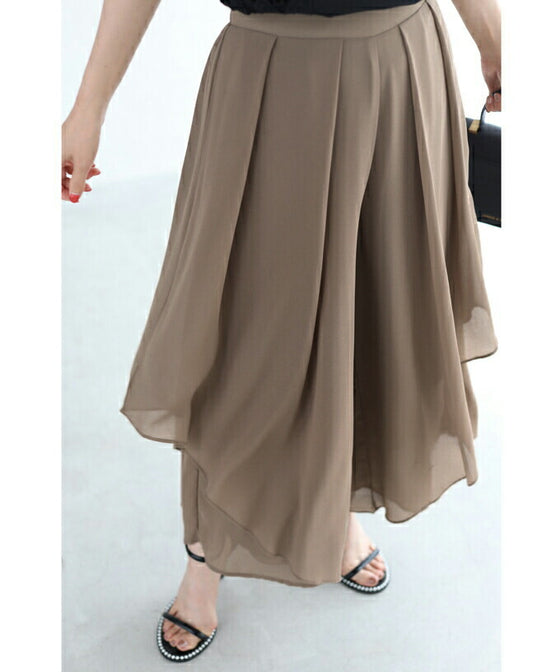 【セール商品返品交換不可】ふわり風を纏う重なるベールワイドパンツ