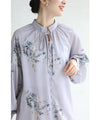 Weeping flower ribbon neck blouse top