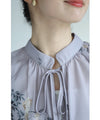 Weeping flower ribbon neck blouse top