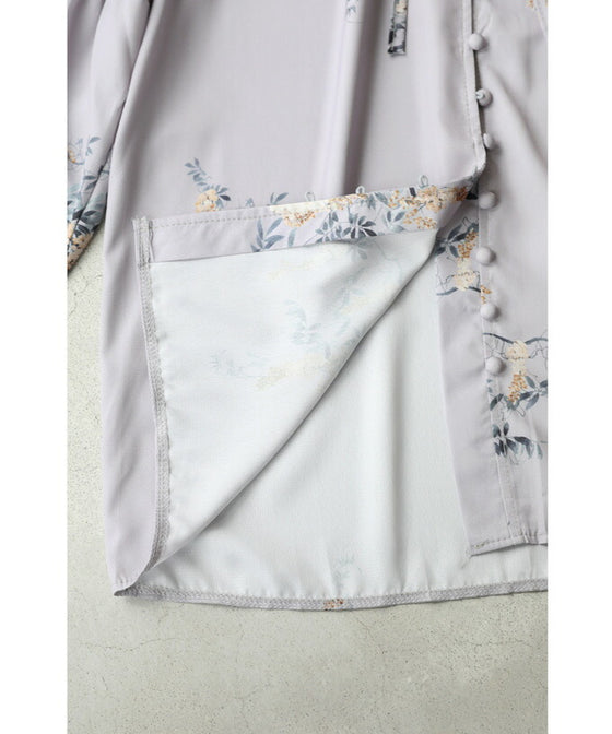 Weeping flower ribbon neck blouse top