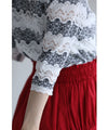 Stretchable border lace cut-and-sew top