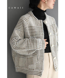  A knit blouson with a subtle shaggy fur pattern