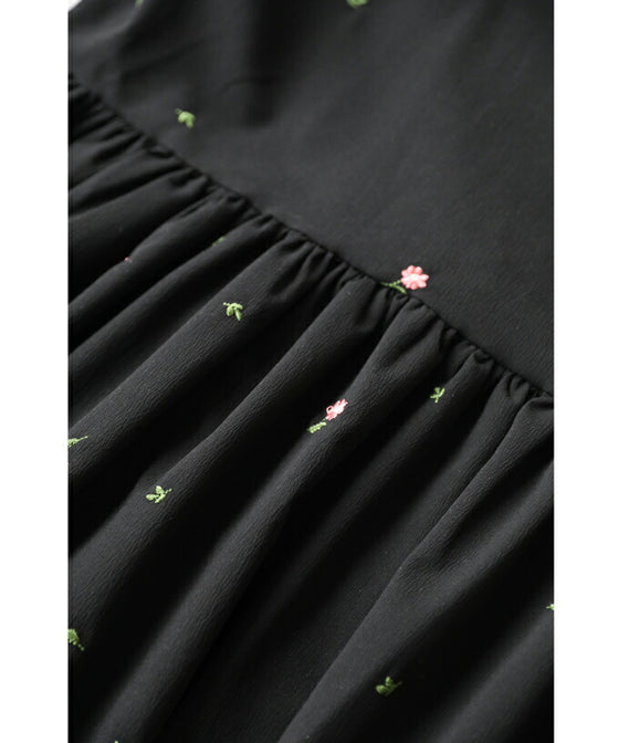 散りばめた小花刺繍のバルーン袖ロングワンピース – ONE PEACE ONLINE